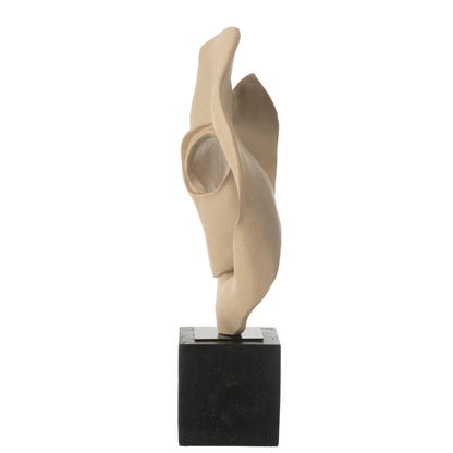 Déco Abstraite Sur Socle Résine Beige/Noir J-Line