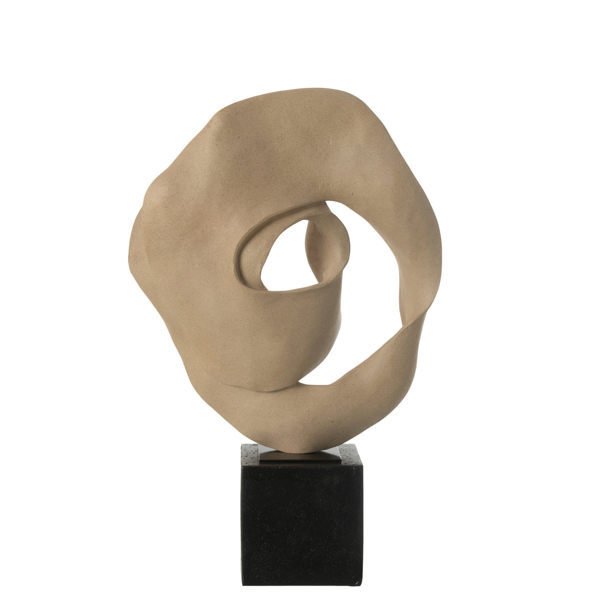 Déco Abstraite Sur Socle Résine Beige/Noir J-Line