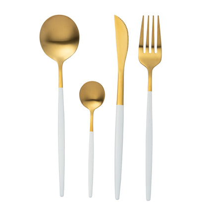 Coffret de couverts A 24 pièces Acier inoxydable Or Blanc J-Line