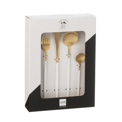 Coffret de couverts A 24 pièces Acier inoxydable Or Blanc J-Line