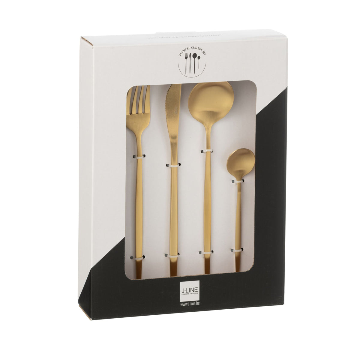 Coffret de couverts A 24 pièces Acier inoxydable Or mat J-Line