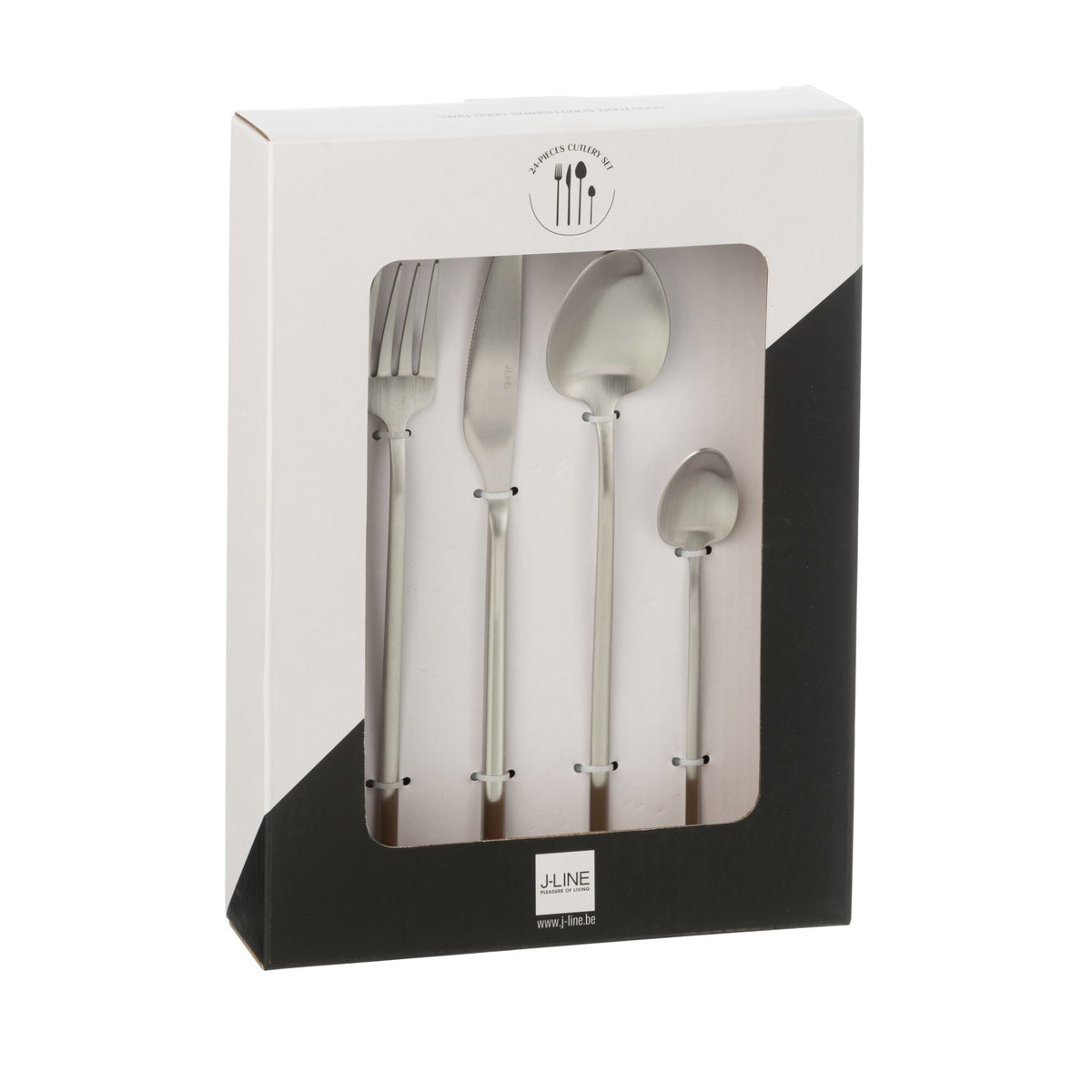 Set de couverts Box C 24 Pièces Acier Inoxydable Argent Mat J-Line