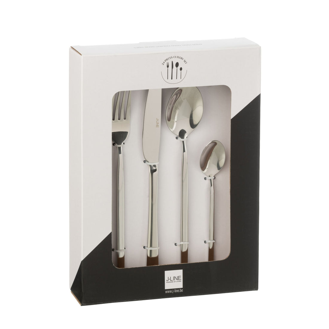 Coffret de couverts B 24 pièces en acier inoxydable argenté brillant J-Line