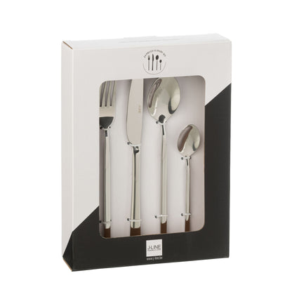 Coffret de couverts B 24 pièces en acier inoxydable argenté brillant J-Line