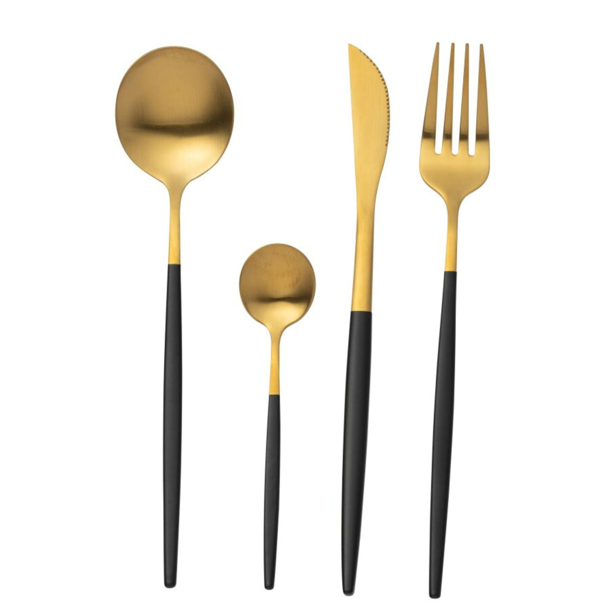 Coffret de couverts A 24 pièces Acier inoxydable Or Noir J-Line