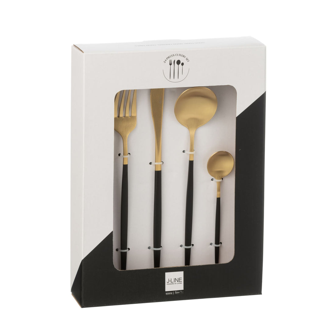 Coffret de couverts A 24 pièces Acier inoxydable Or Noir J-Line