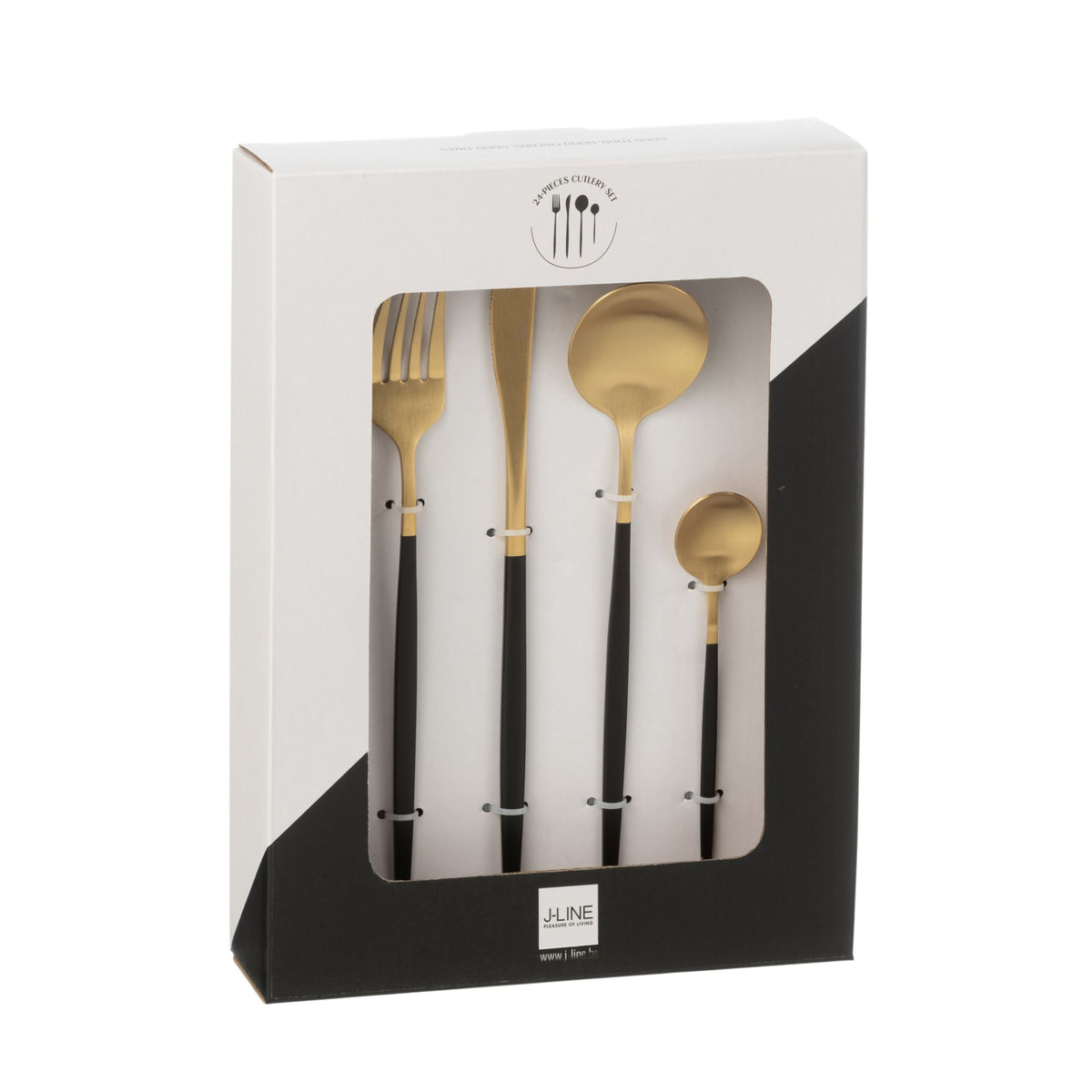 Coffret de couverts A 24 pièces Acier inoxydable Or Noir J-Line