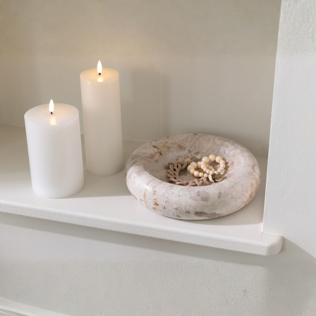 Luxueux Bol Bas en Marbre Beige Petit J-Line