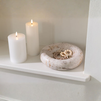 Luxueux Bol Bas en Marbre Beige Petit J-Line