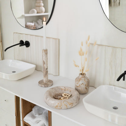 Luxueux Bol Bas en Marbre Beige Petit J-Line