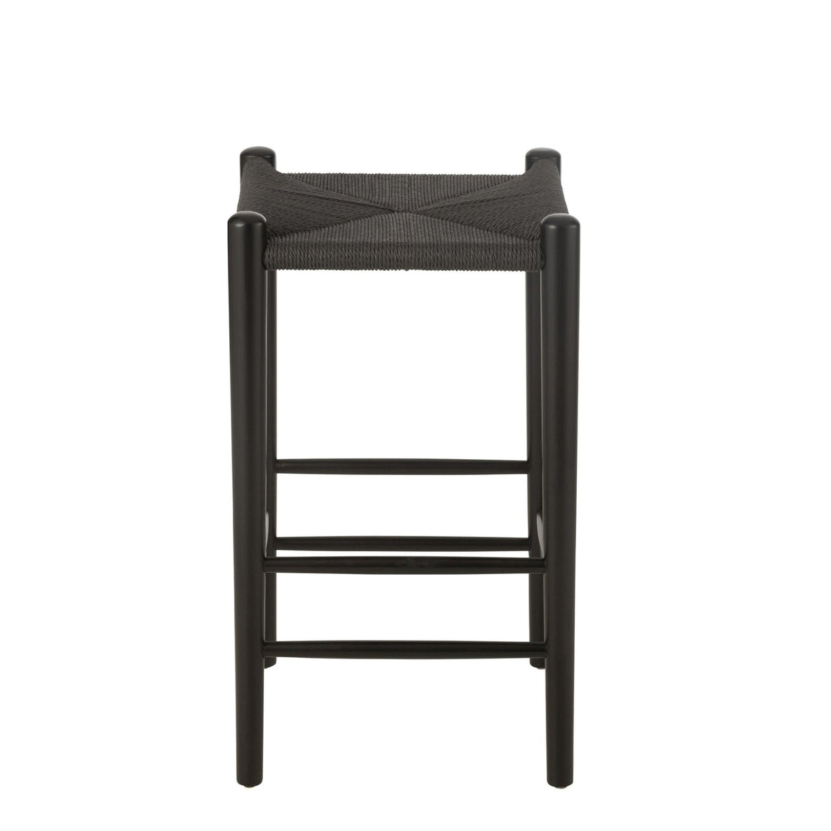 Tabouret de bar Oriental Bois de hêtre/Corde Noir J-Line