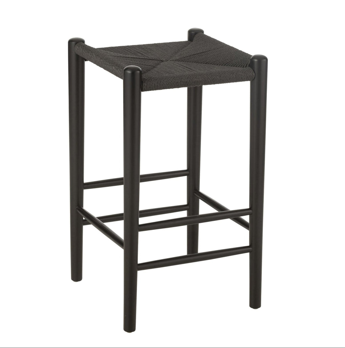 Tabouret de bar Oriental Bois de hêtre/Corde Noir J-Line