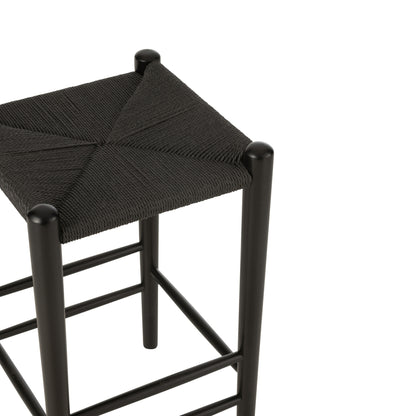 Tabouret de bar Oriental Bois de hêtre/Corde Noir J-Line