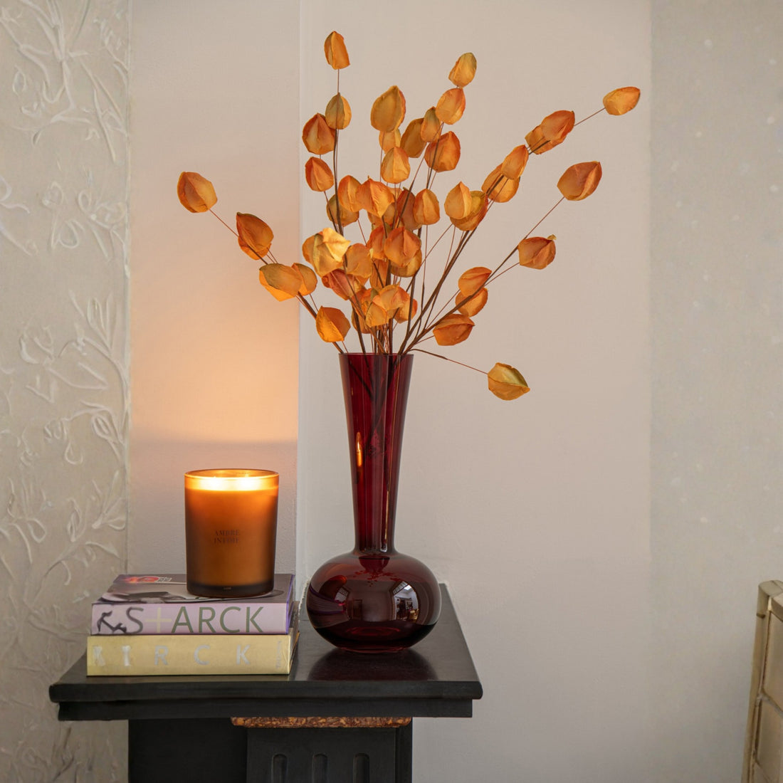 Vase en verre bordeaux J-Line