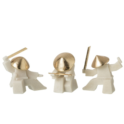 Figurine Sports de Combat Résine Blanc/Or Assortiment De 3 J-Line
