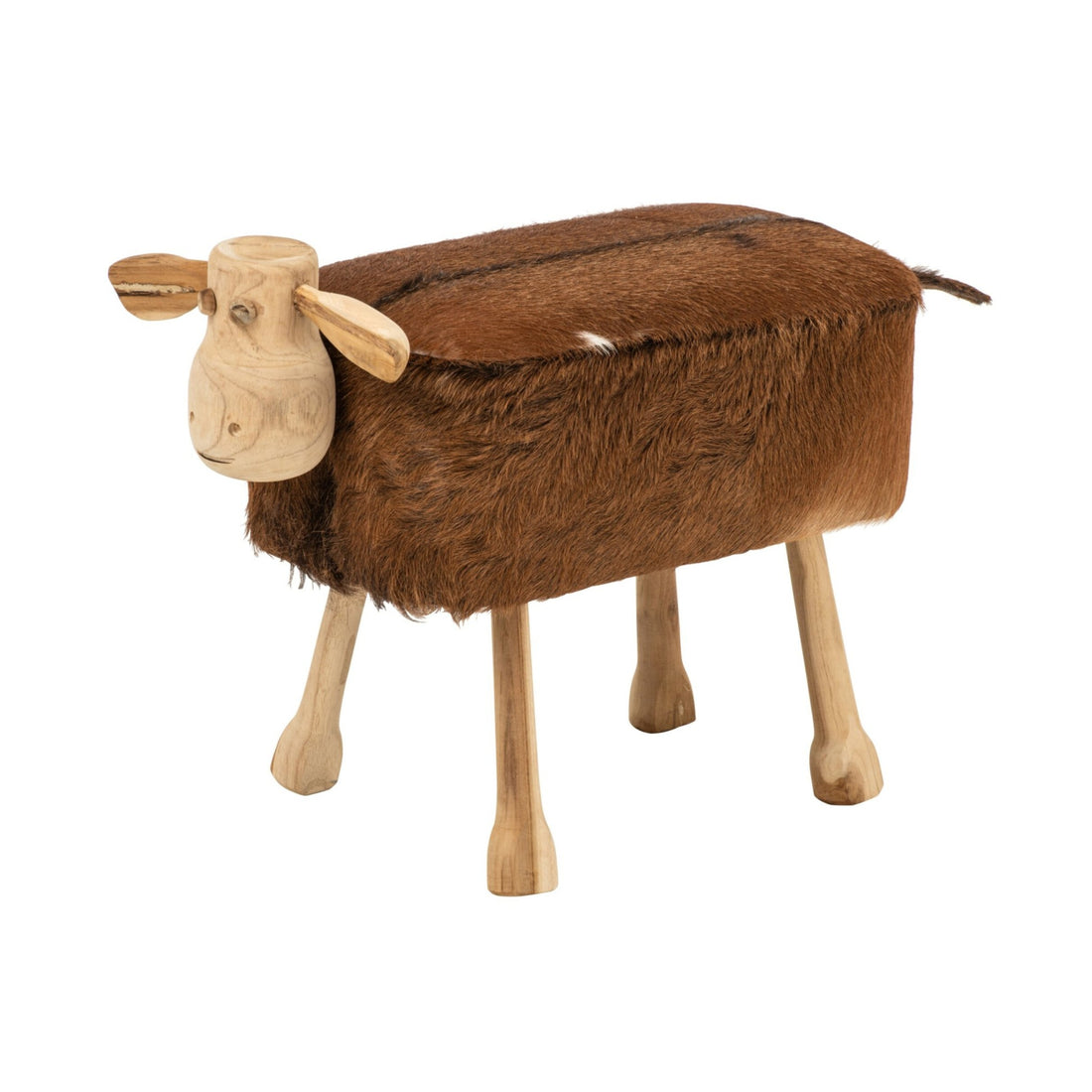 Tabouret Mouton Peau Marron/Naturel J-Line