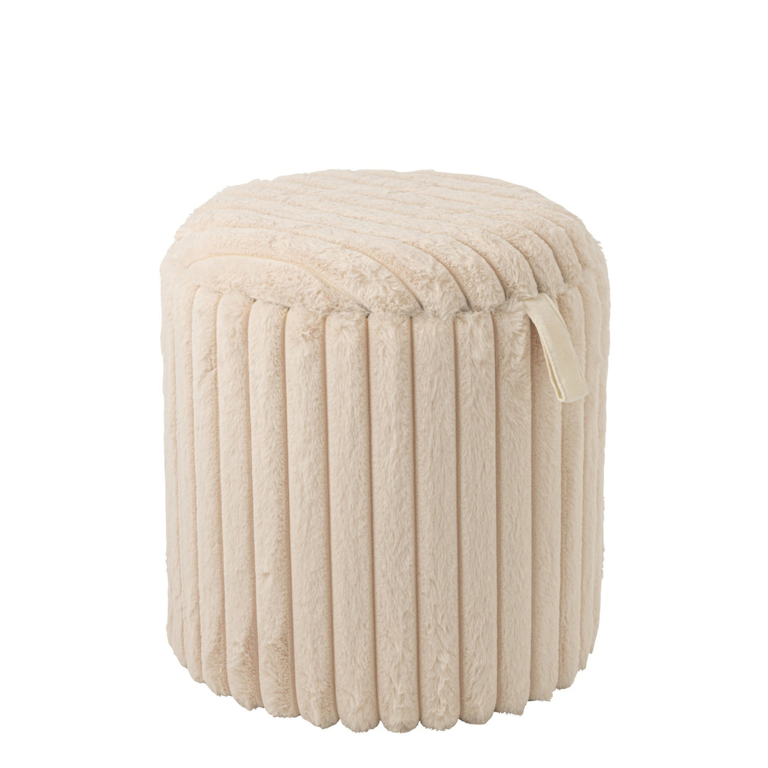 Pouf + couvercle côtelé en MDF beige J-Line