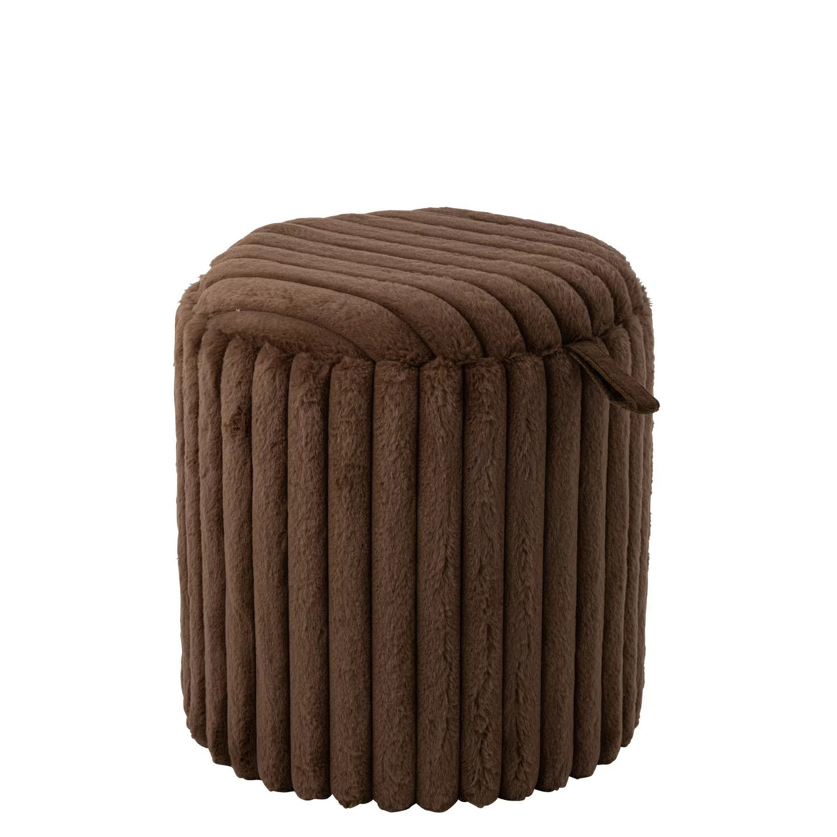 Pouf + couvercle côtelé en MDF marron J-Line