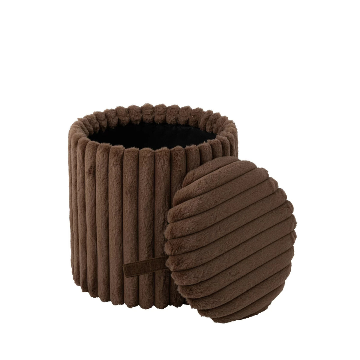 Pouf + couvercle côtelé en MDF marron J-Line