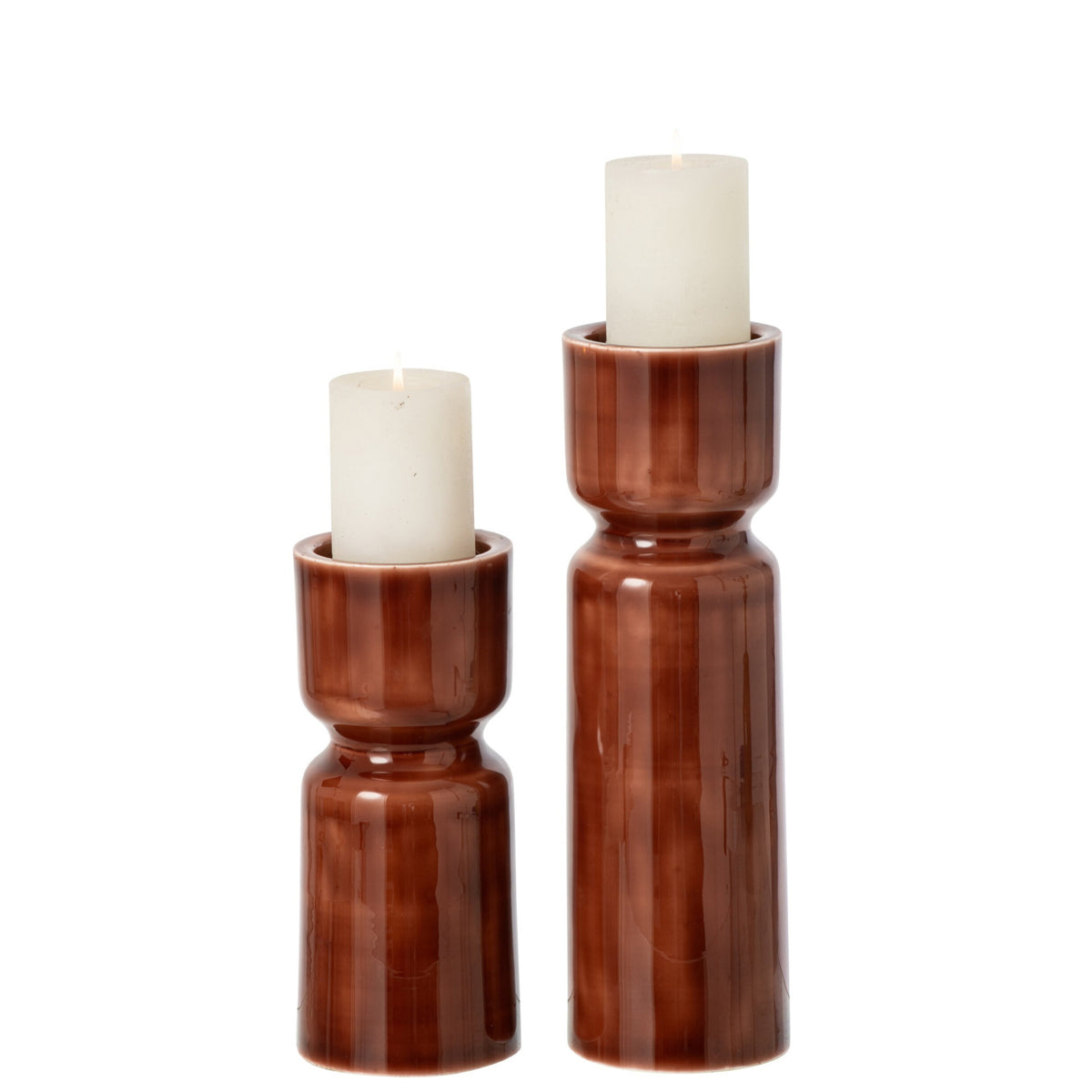 Lot de 2 bougeoirs en fer marron J-Line