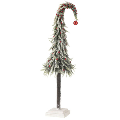 Sapin de Noël Bonnet+LED Neige artificielle Vert/Rouge Large H100cm J-Line