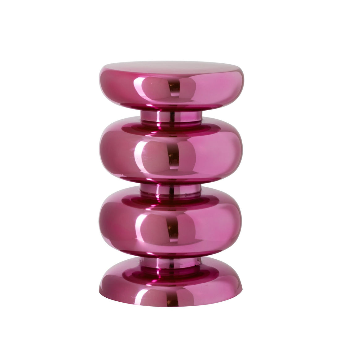 Tabouret brillant rond en métal rose fluo J-Line