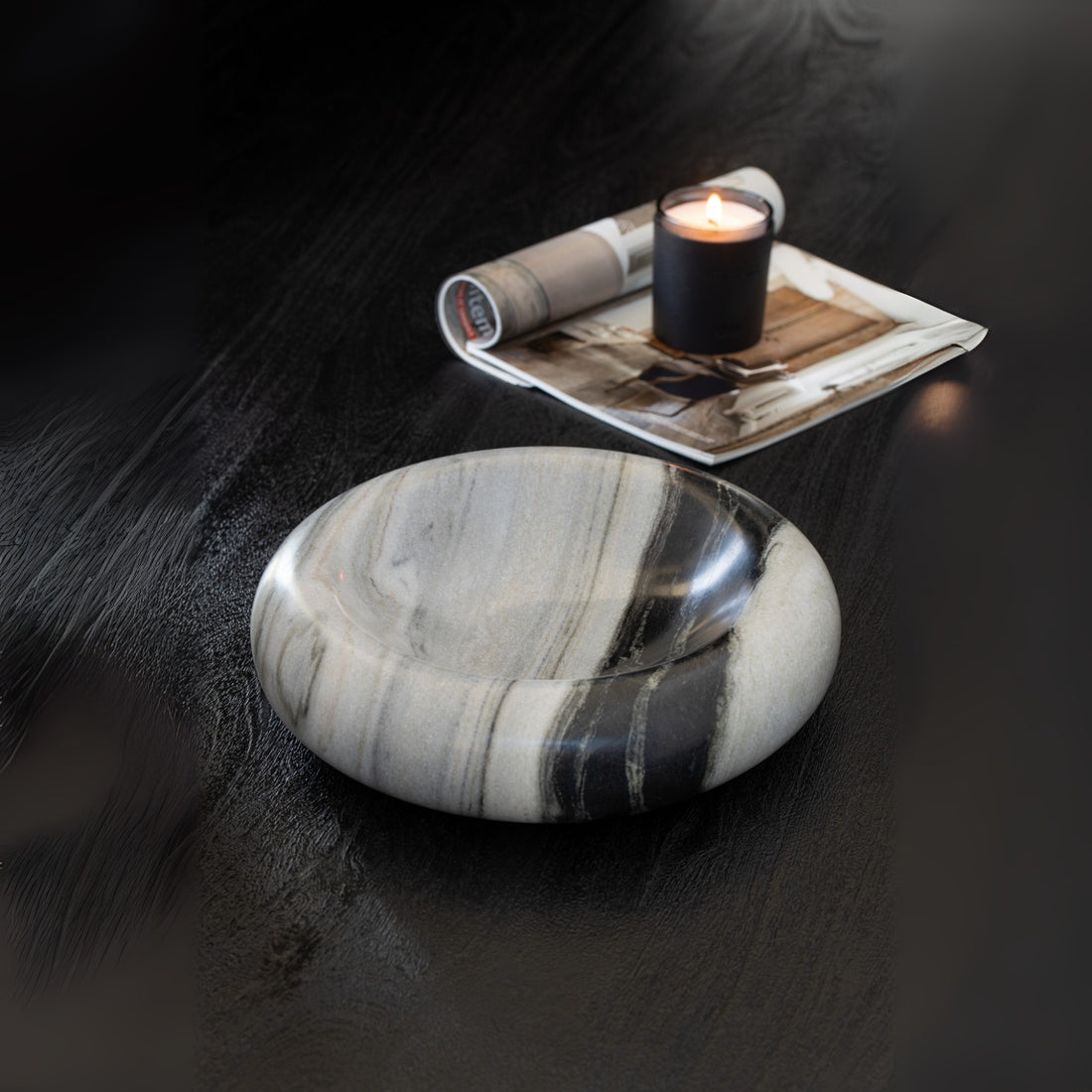 Assiette Marbre Noir/Gris Clair Moyenne J-Line
