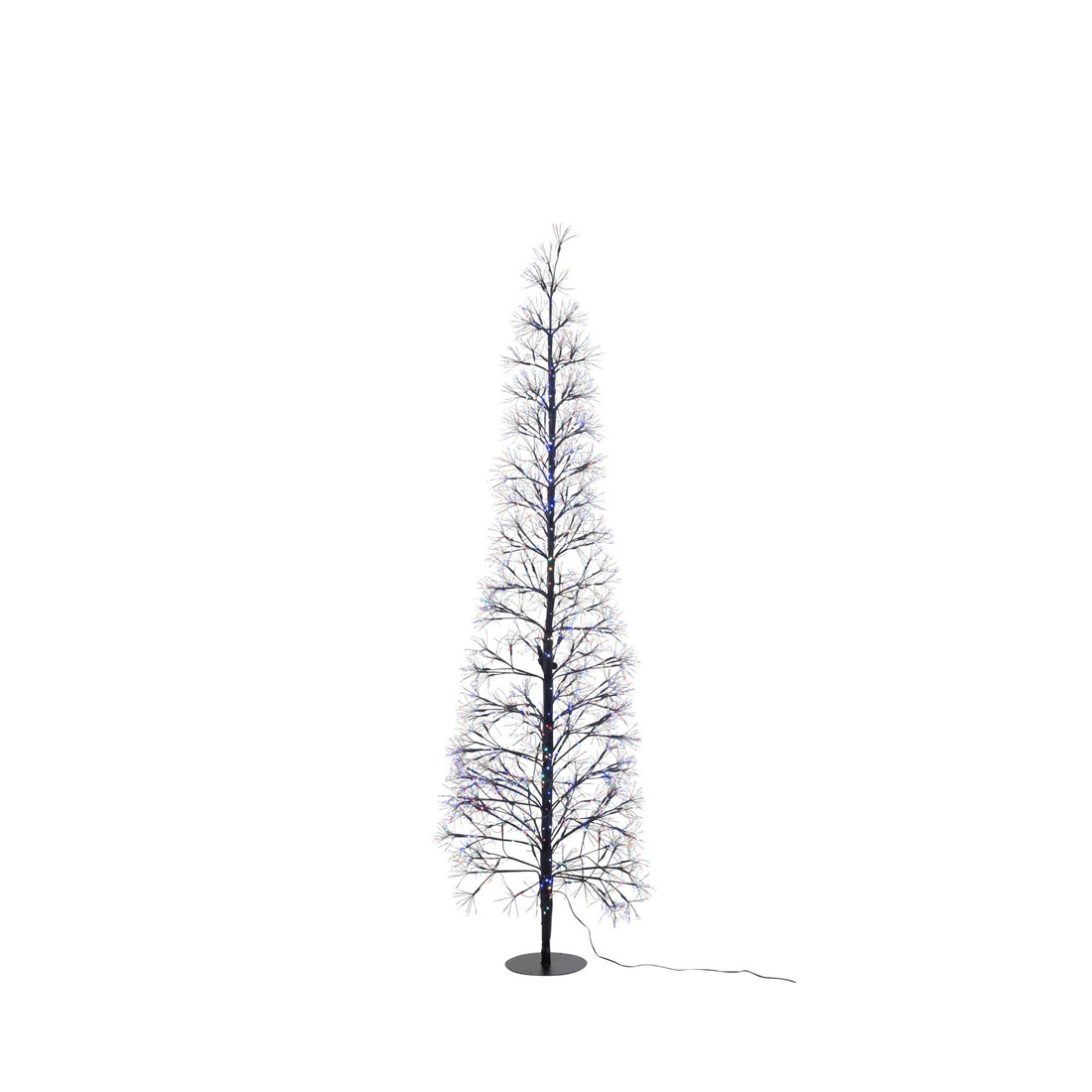 Sapin de Noël en métal noir avec lumières LED multicolores, grand modèle H 180 cm, J-Line