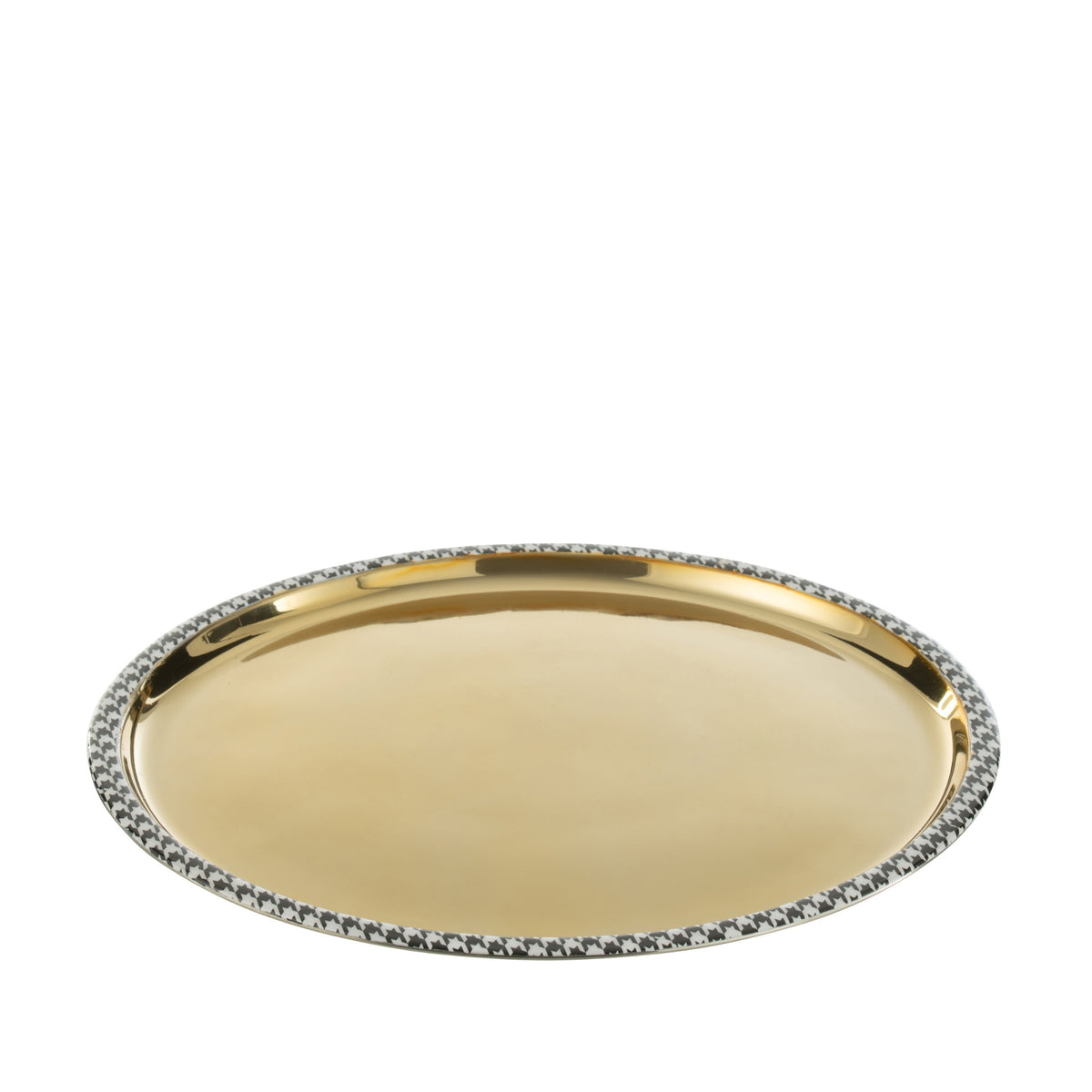 Plateau Rond Pied-De-Poule Acier Inoxydable Couleur Or J-Line