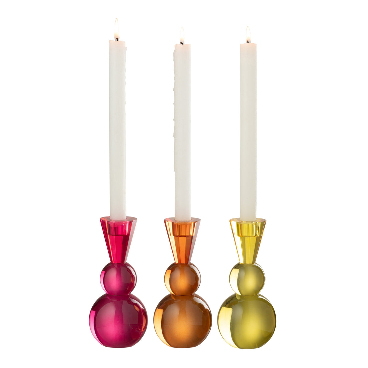 Bougeoir boule en verre jaune/orange, lot de 3 J-Line