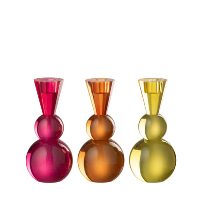 Bougeoir boule en verre jaune/orange, lot de 3 J-Line
