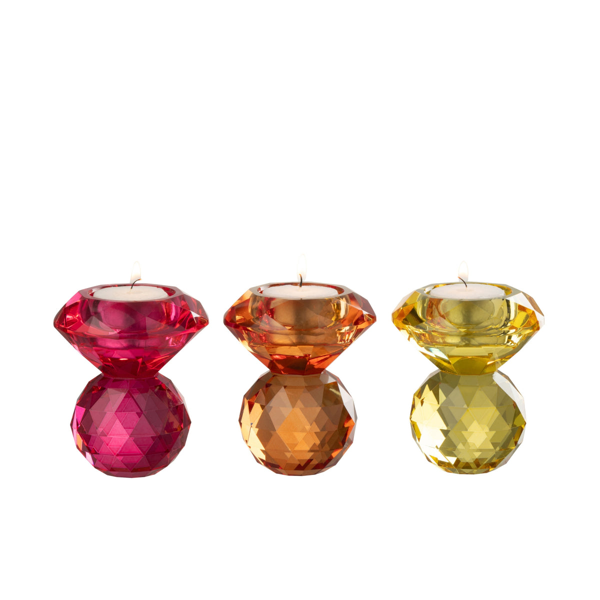 Bougeoir boule en verre jaune/orange, lot de 3 J-Line