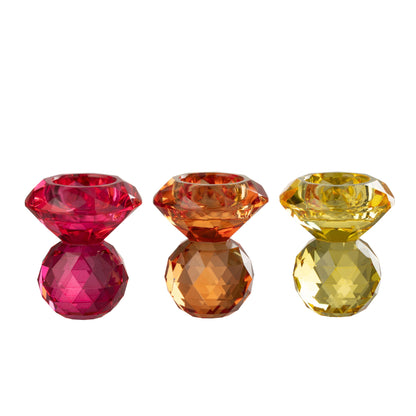 Bougeoir boule en verre jaune/orange, lot de 3 J-Line
