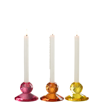 Bougeoir boule en verre jaune/orange, lot de 3 J-Line