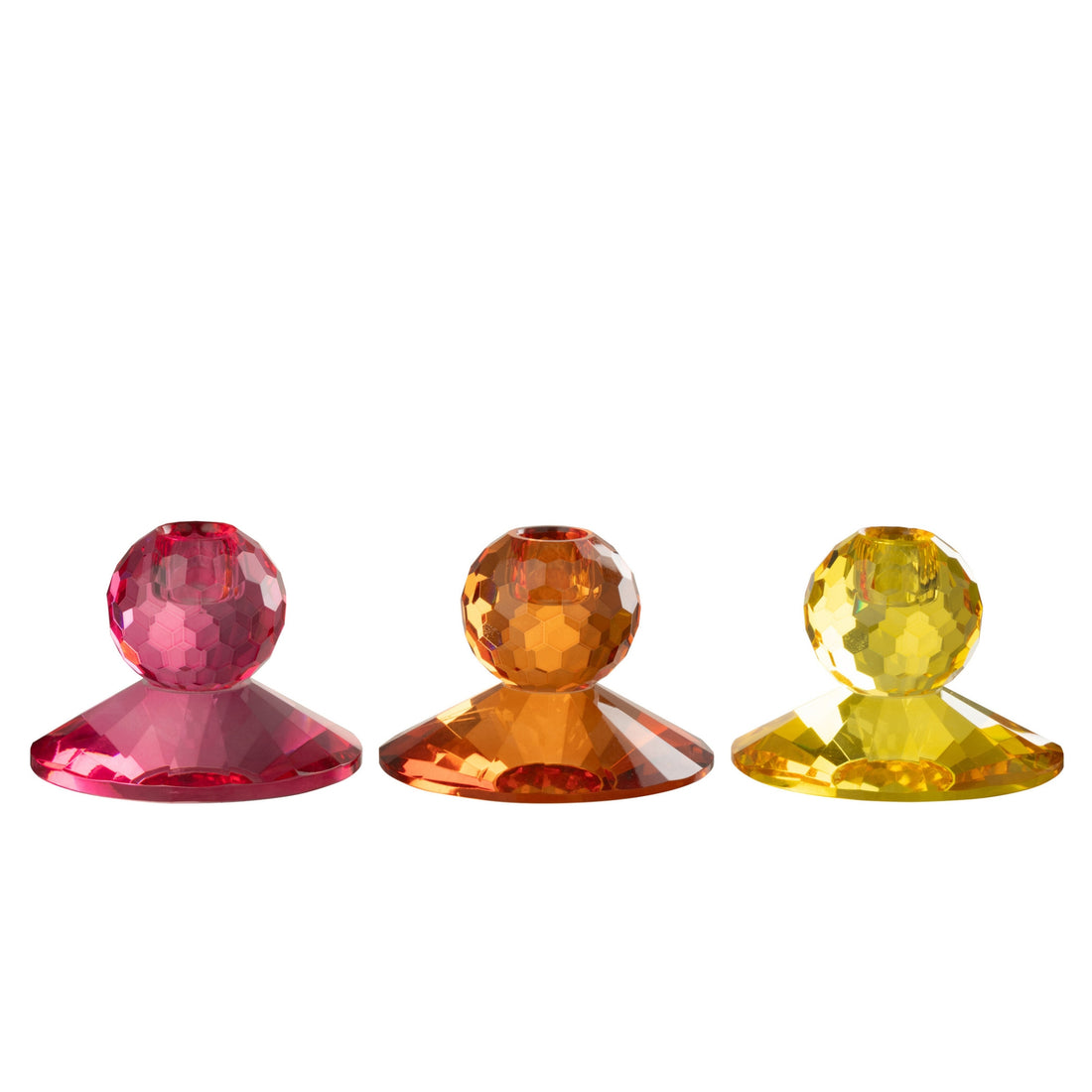 Bougeoir boule en verre jaune/orange, lot de 3 J-Line