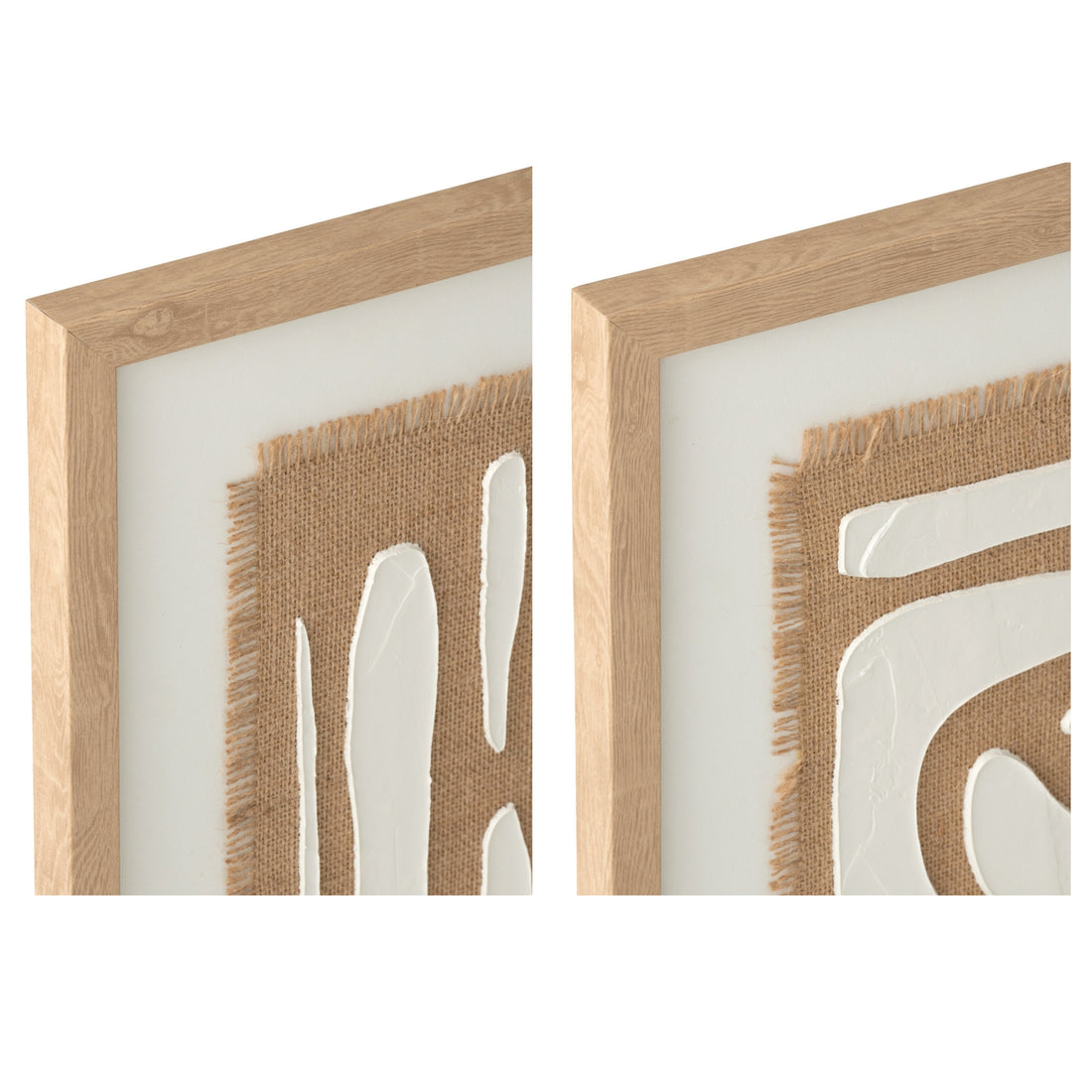 Tableau rayé en MDF blanc/naturel, lot de 2 J-Line