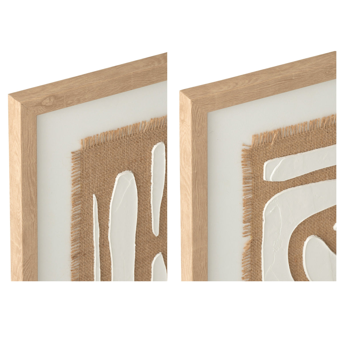 Tableau rayé en MDF blanc/naturel, lot de 2 J-Line