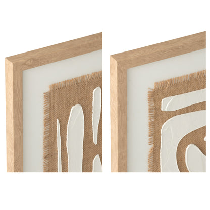 Tableau rayé en MDF blanc/naturel, lot de 2 J-Line