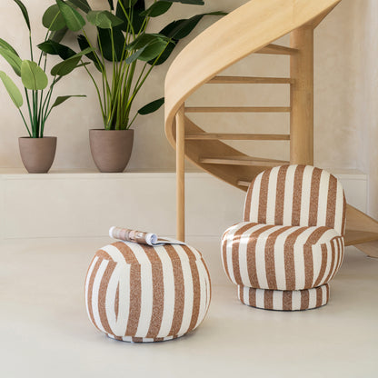Pouf Rayé Camel/Blanc Cassé J-Line