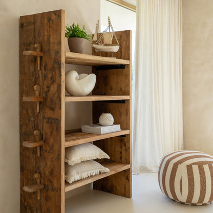 Pouf Rayé Camel/Blanc Cassé J-Line