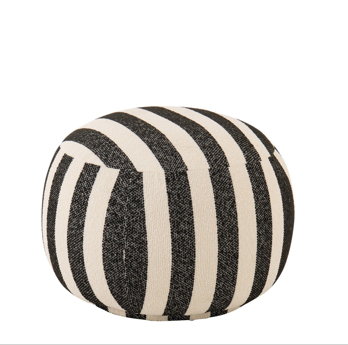 Pouf Rayé Noir/Blanc Cassé J-Line