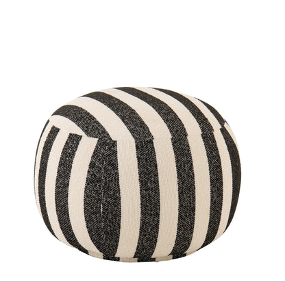 Pouf Rayé Noir/Blanc Cassé J-Line