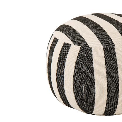 Pouf Rayé Noir/Blanc Cassé J-Line