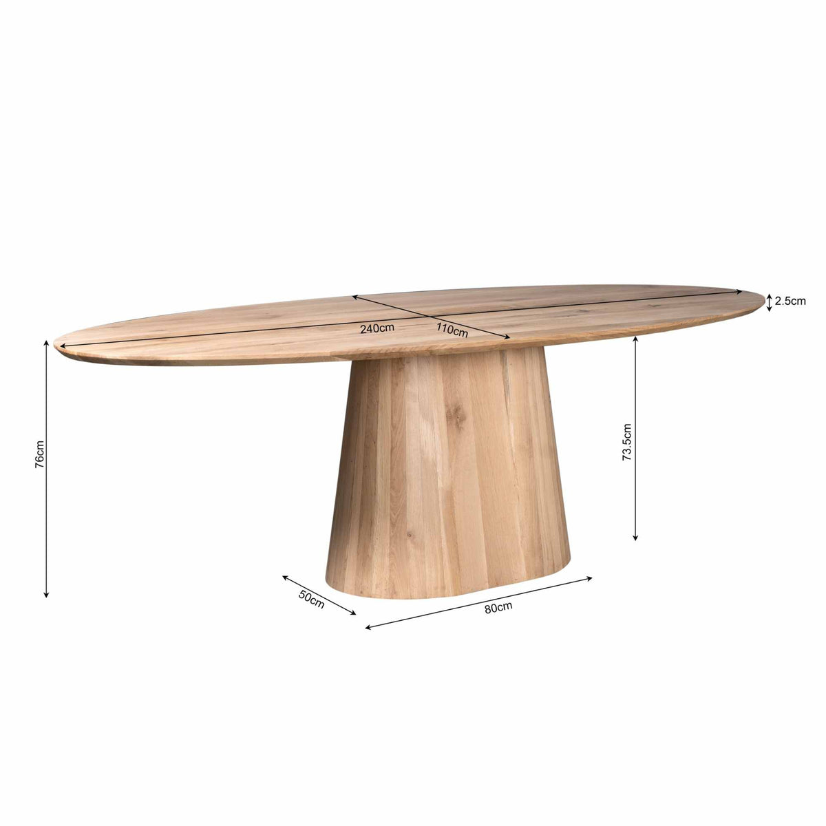 Table à manger Riga Chêne Naturel Ovale 240cm Starfurn