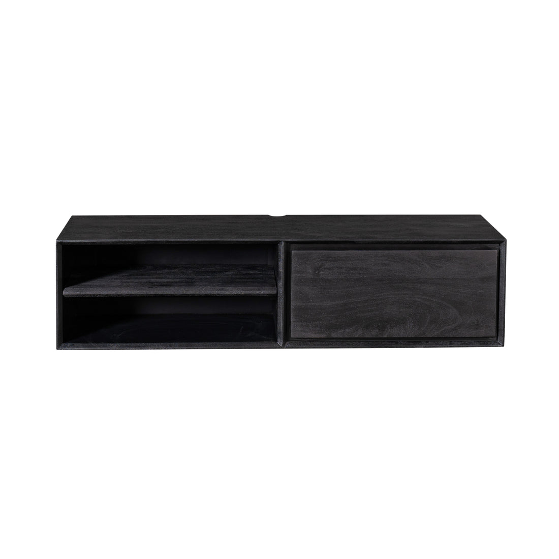 Meuble TV suspendu Ambiance Bois de manguier Noir 120cm Starfurn