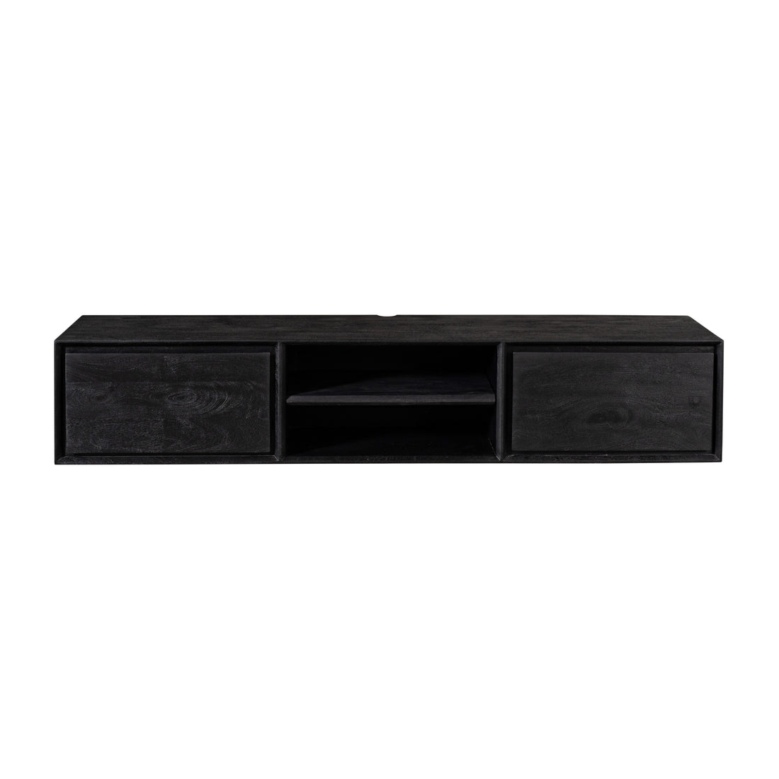 Meuble TV suspendu Ambiance Bois de manguier Noir 160cm Starfurn