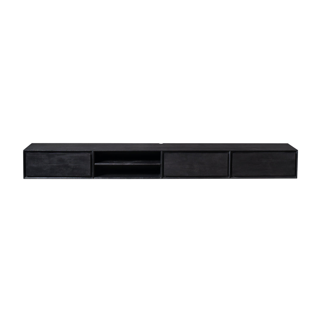 Meuble TV suspendu Ambiance Bois de manguier Noir 240cm Starfurn