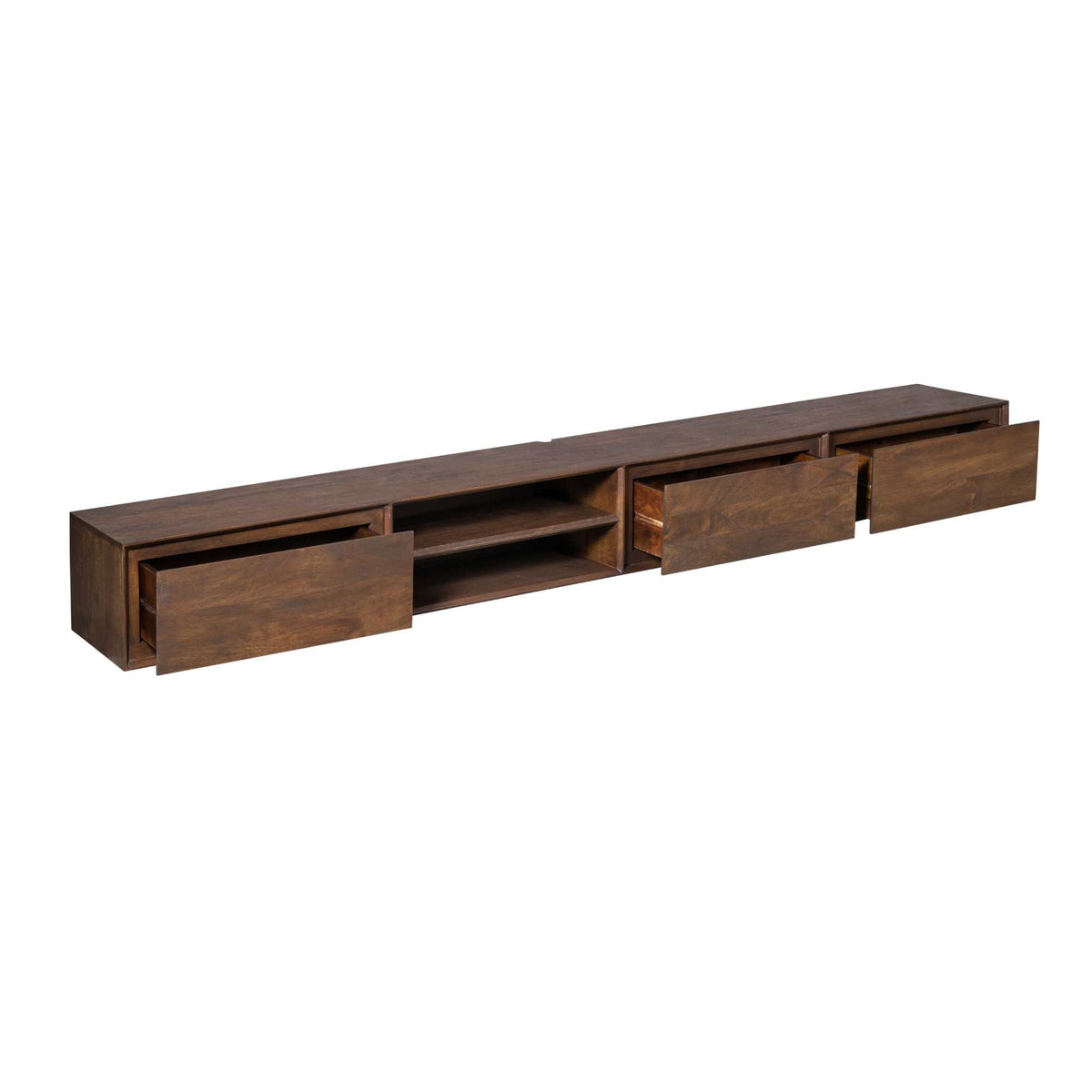 Meuble TV suspendu Ambiance Bois de Manguier Marron 280cm Starfurn