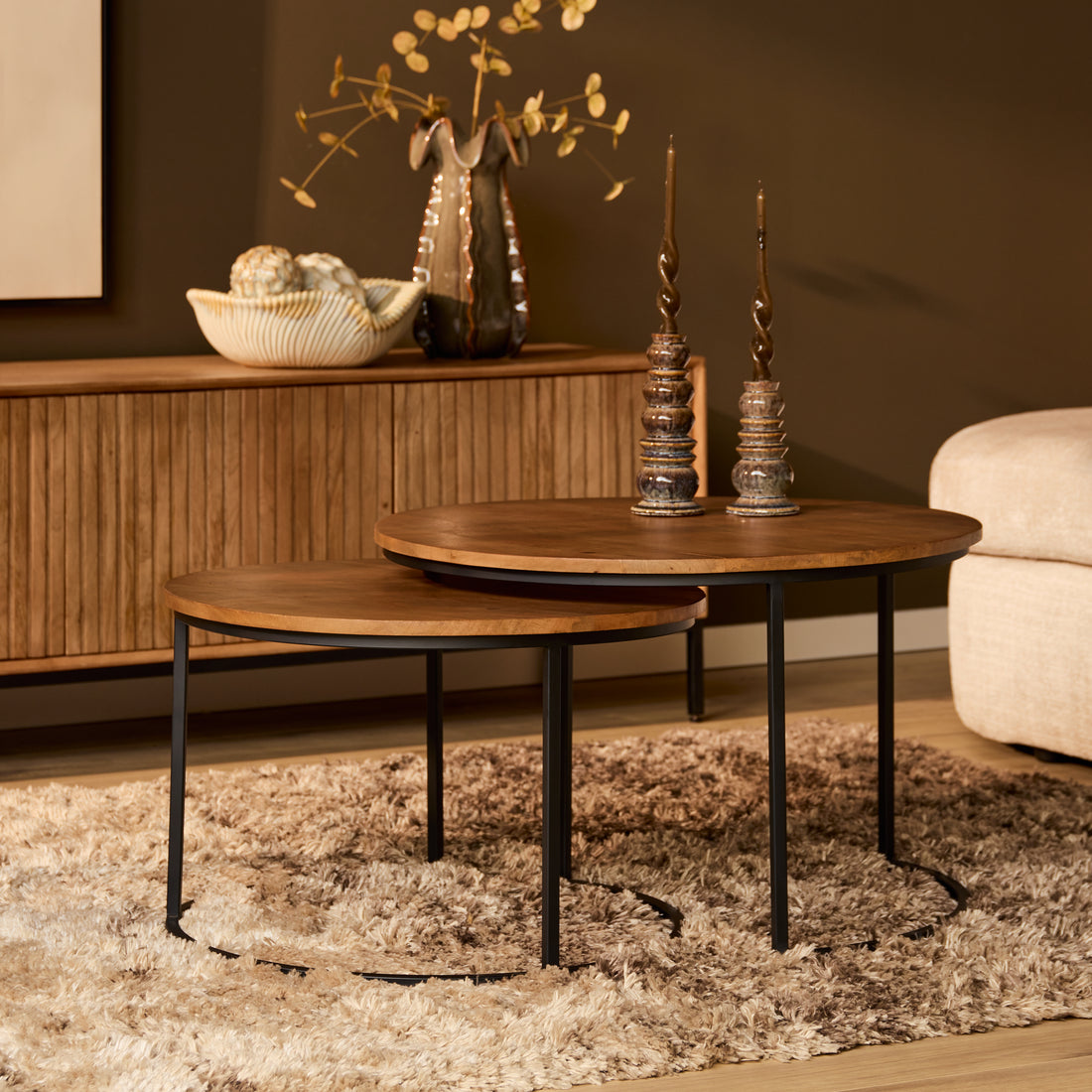 Tables basses Madison en bois de manguier naturel, lot de 2 Starfurn
