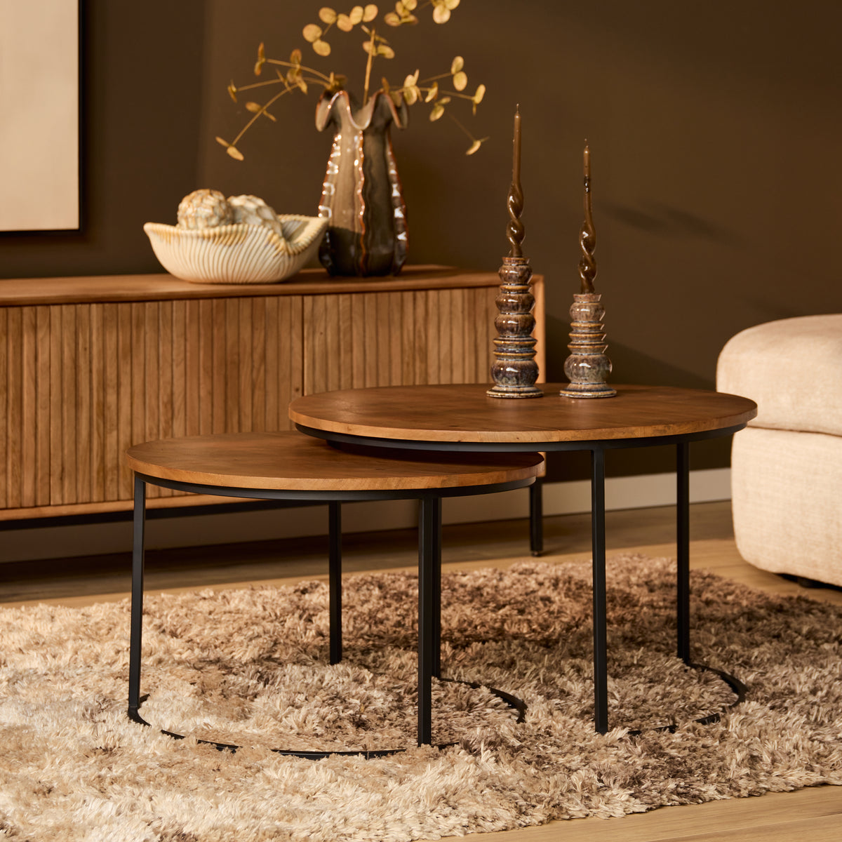 Tables basses Madison en bois de manguier naturel, lot de 2 Starfurn
